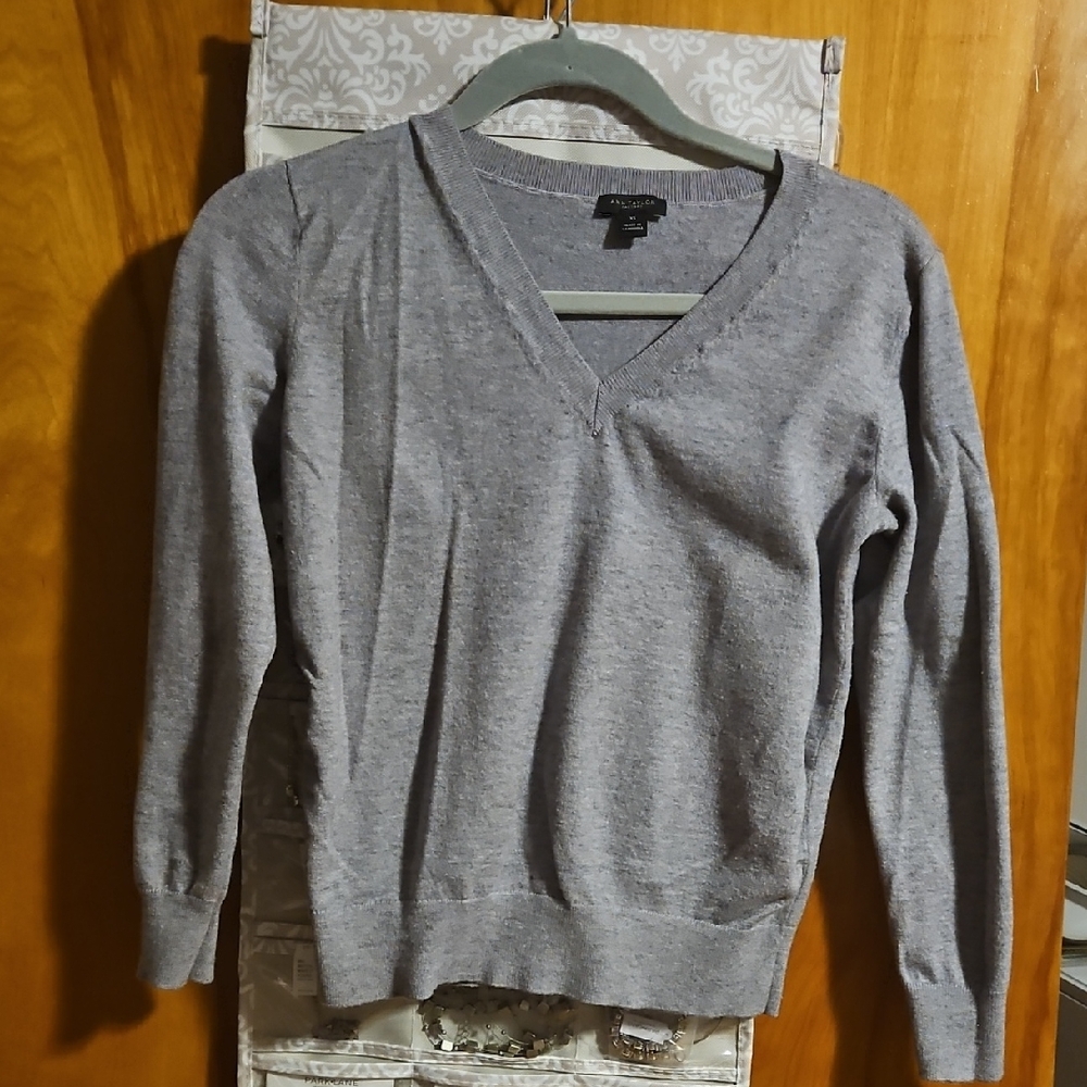 Gray V-Neck Womans Sweater